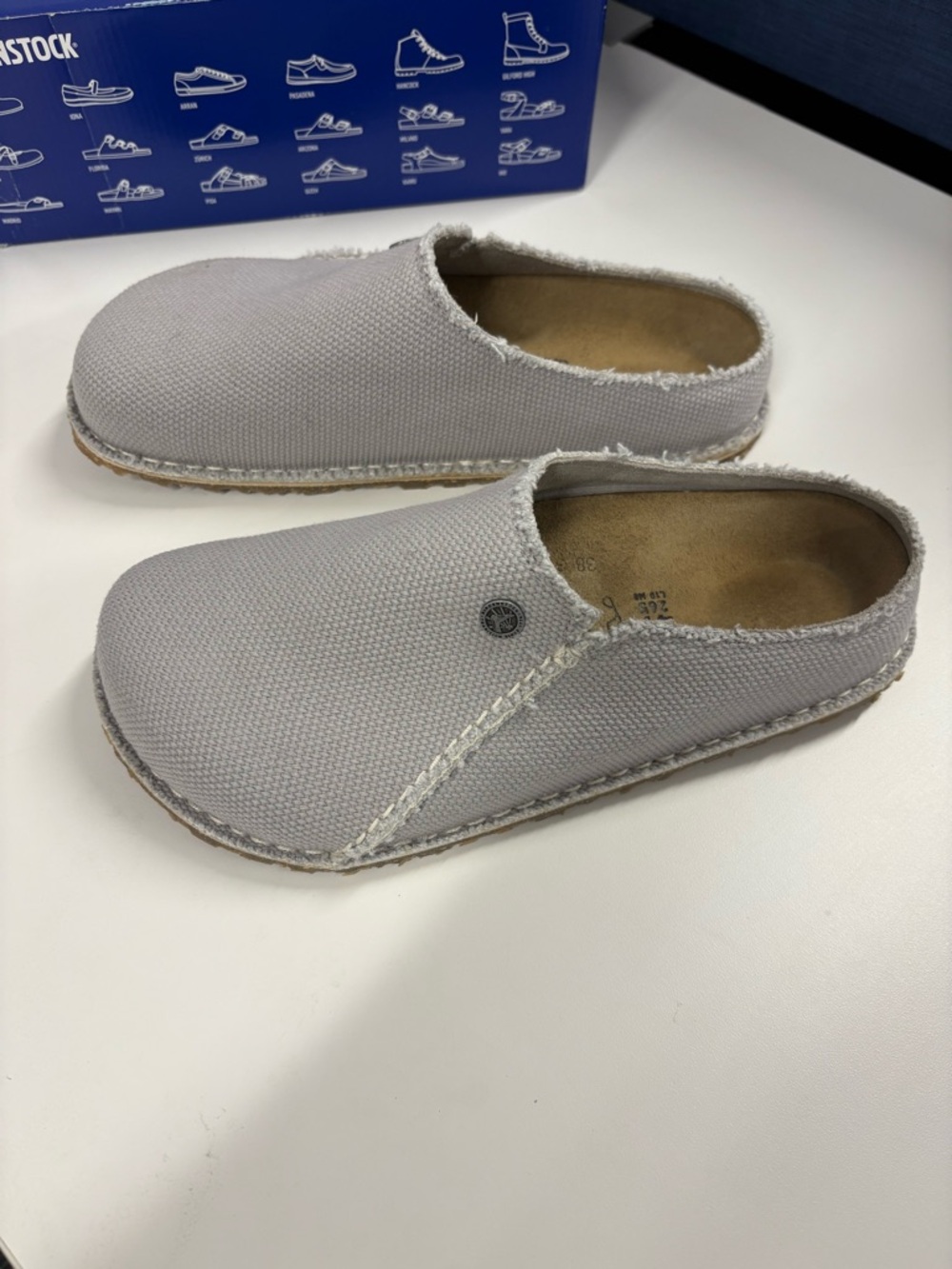 Birkenstock Kids Slip-On Clogs in Light Gray Canvas